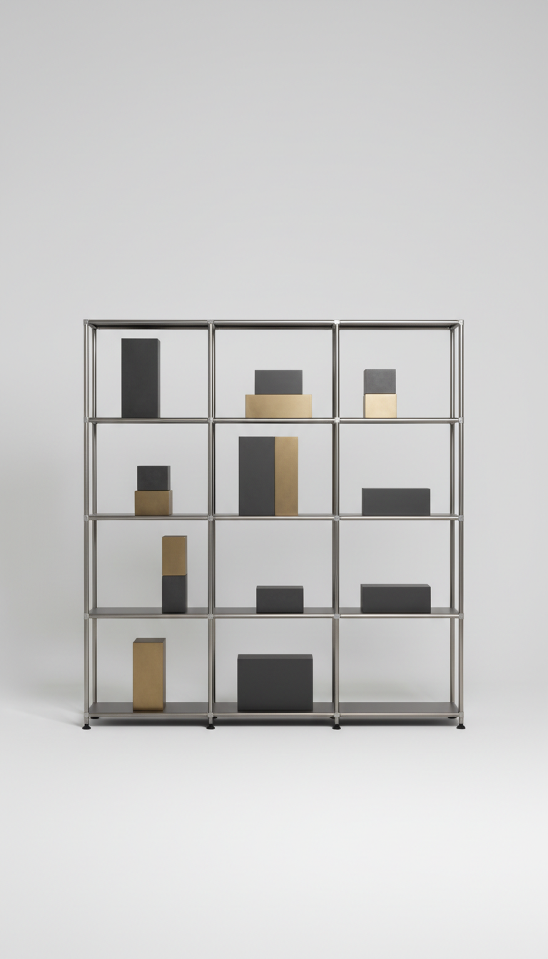 Bookshelf Unit in Brushed Steel